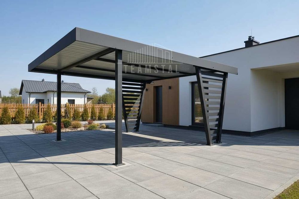 Carport V PREMIUM 4x5m Wypełnienie panelami Wiata samochodowa TS1262