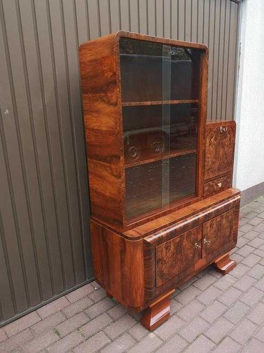 Witryna Barek ART-DECO Unikat Orzech Stara Antyk W Bardzo Dobrym Stanie .