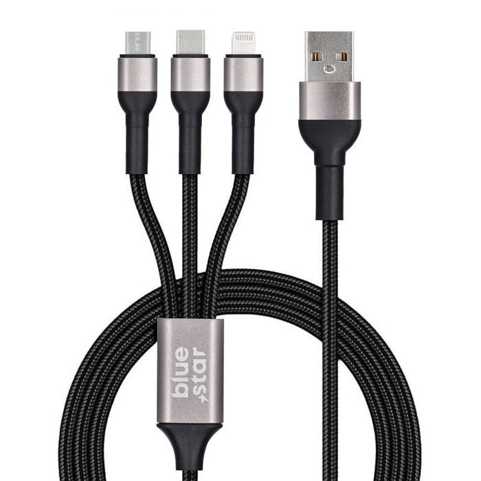 Blue Star Kabel 3w1 USB A do Lightning/Micro USB/USB C 1,2 m