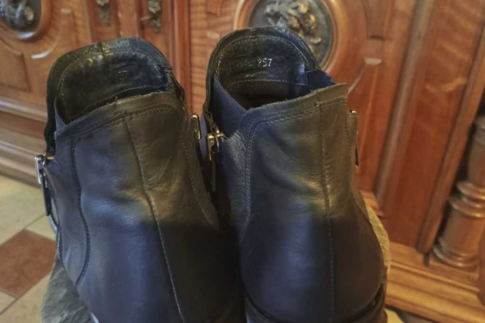 30 cm 45 46 Sztyblety Chelsea GINO ROSSI western zamek kowbojki czarne