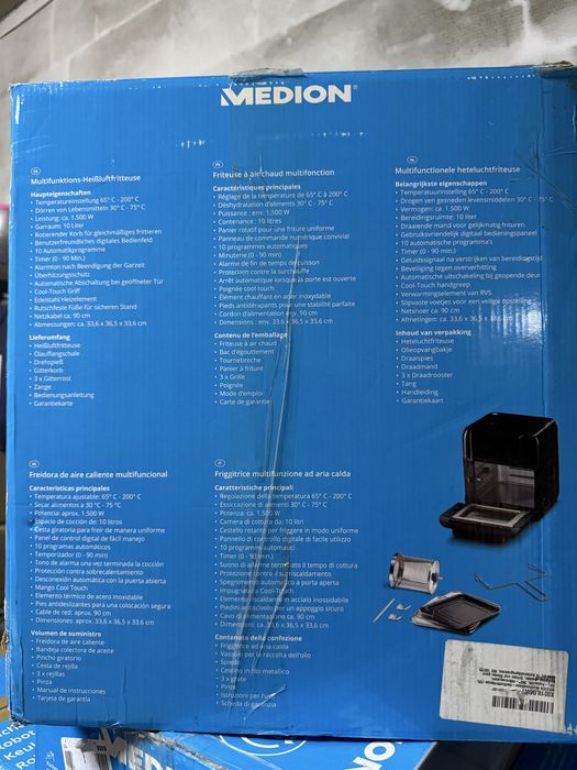 Багатофункціональна аерофритюрниця MEDION об’єм 10 л XXL