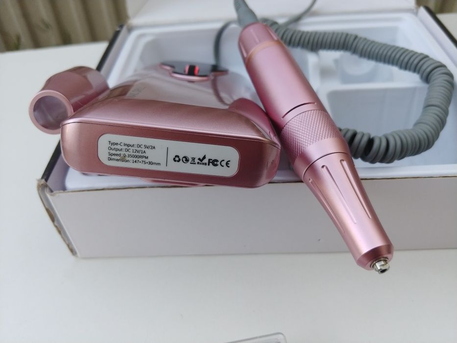 Акумуляторний фрезер для нігтів 2600мА рожевого кольору