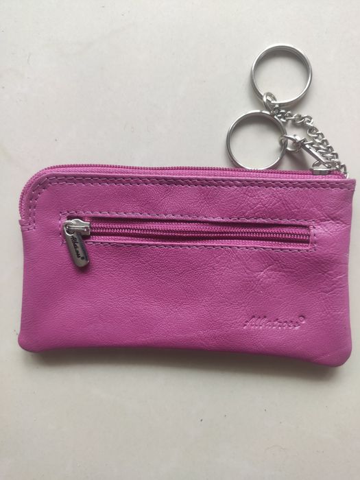 Etui na klucze mini portfelik Skórzane Skóra Róż nowe