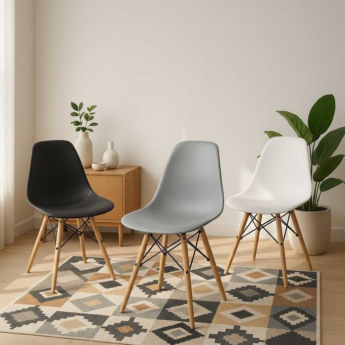 NOWY Stół z Krzesłami Loft Czarny do Kuchni Salonu Jadalni Drewniany F