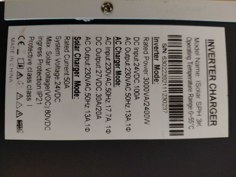 Inwerter Falownik Hybrydowy Solarny OFF-GRID 3KVA