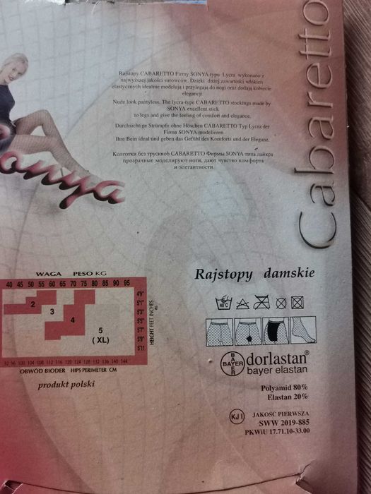 Rajstopy damskie Kabaretki, rozmiar 4