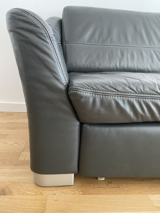 Sofa skorzanna ciemno siwa