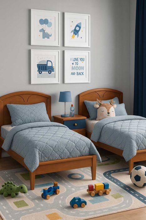 Duas camas de solteiro em madeira de cerne – como novas!