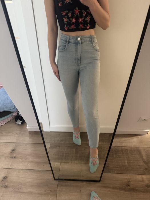 Spodnie jeansy zara wysoki stan