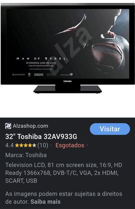 Toshiba LCD TV, 32", 81 cm64409318942209122