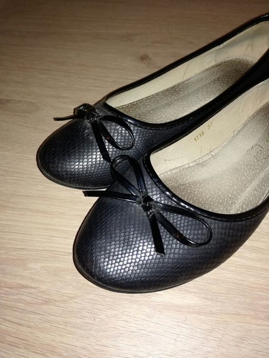 Baleriny czarne skórzane