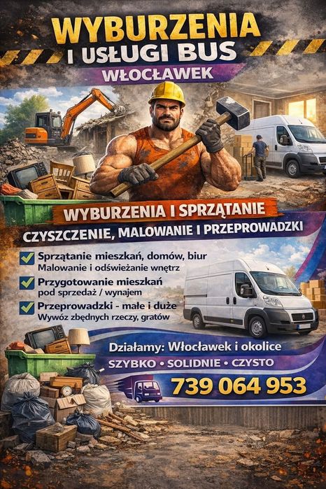 Usługi bus przeprowadzki czyszczenie terenów malowanie