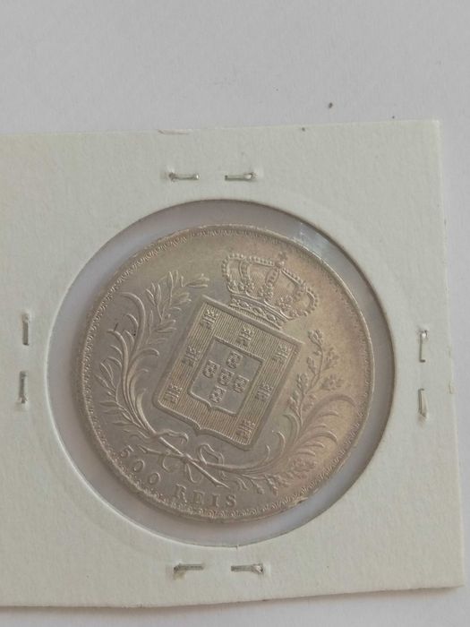 Moeda em prata 500 reis D. Luís 1889.