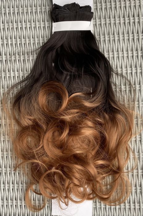 Premium Ultra Włosy doczepiane, naturalna czerń / rudy / ombre 325.