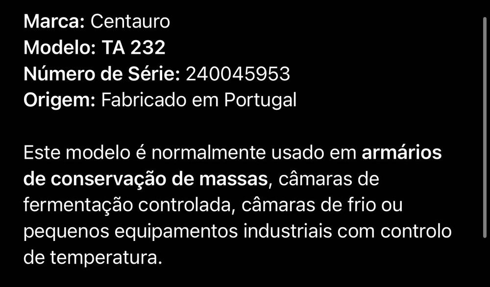 Armário de Frio para Massas de Pão / Panificação