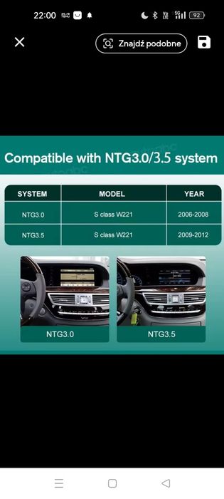 Radio dotykowe Android Mercedes w221