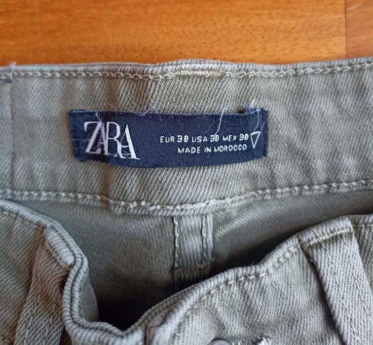 Calças Zara Slim Fit Verde Homem