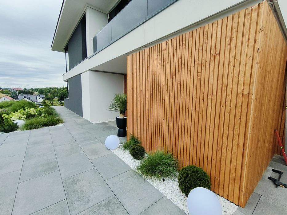 Deska elewacyjna romb modrzew europejski elewacja drewniana