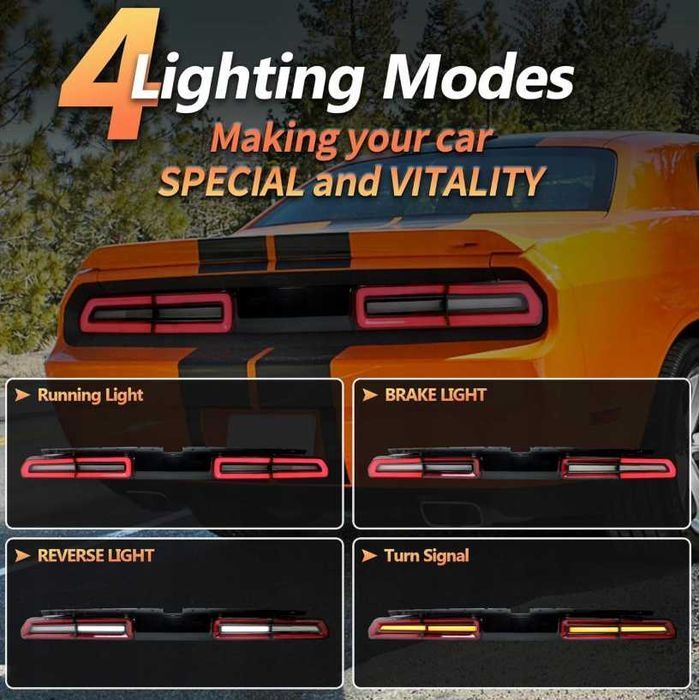 Lampa Lampy Tył Blenda Europa LED VLAND Dodge Challenger 2008, 2014