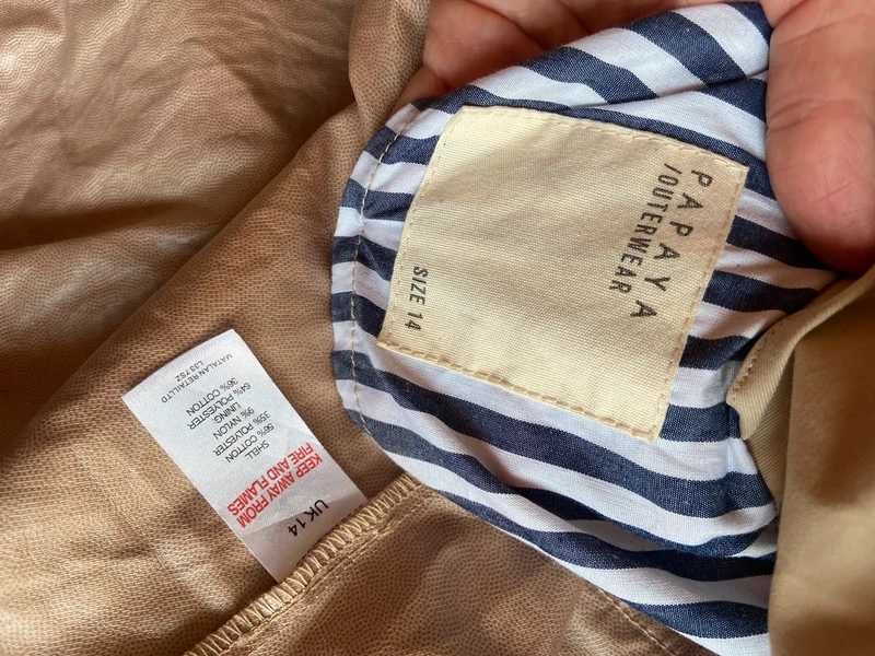 Dluzsza kurtka parka bez krem ecru paski xl 42 44 +size