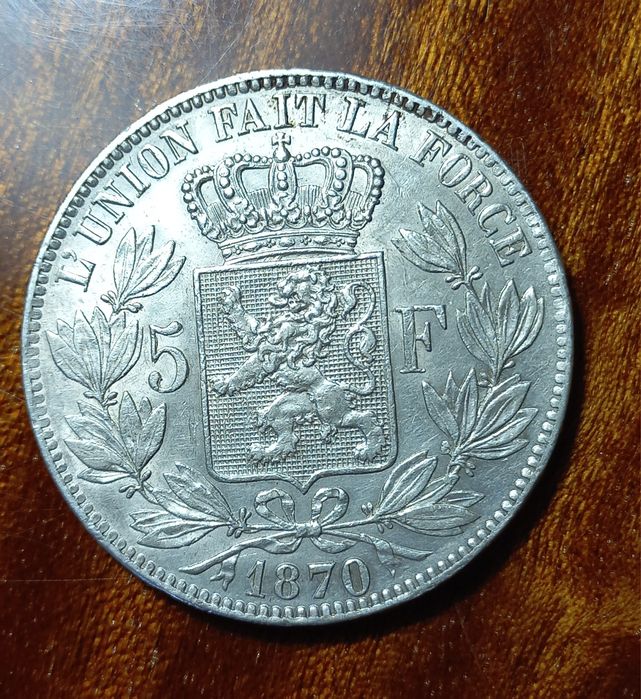 5 франків 1870   Бельгія  срібло