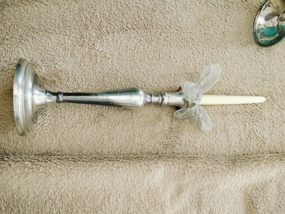 Espelho e Castiçal em Estanho