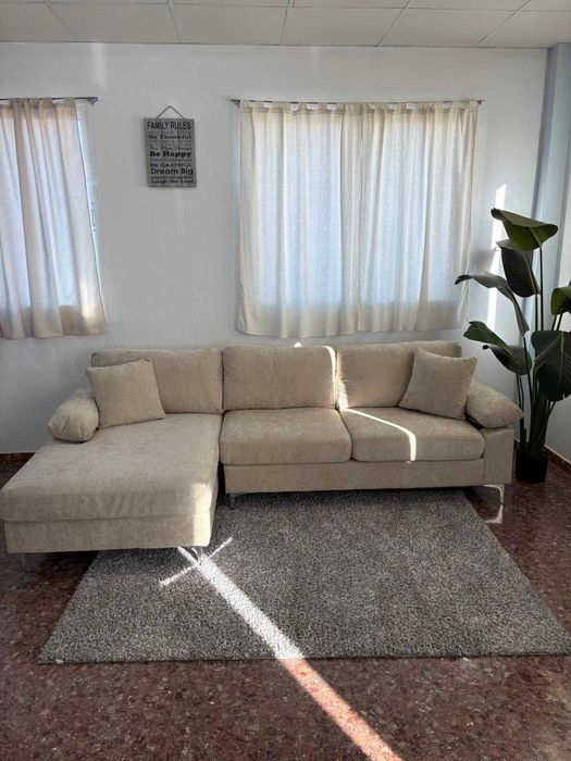 Sofá bege chaise longue + entrega gratis