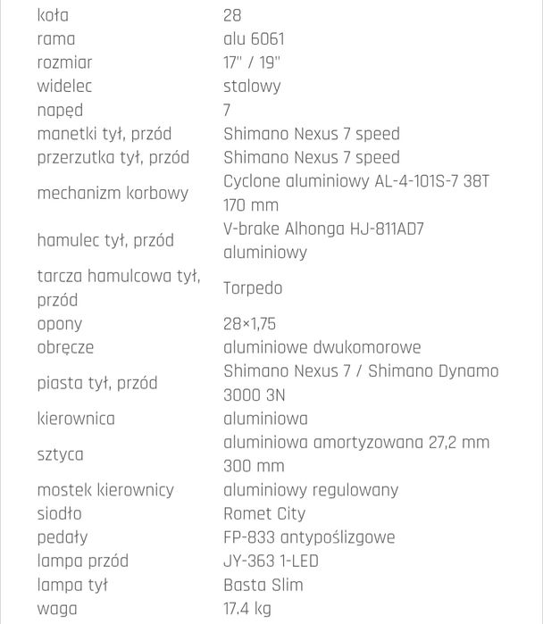 Rower miejski Romet Moderne 7 damski z koszem biały