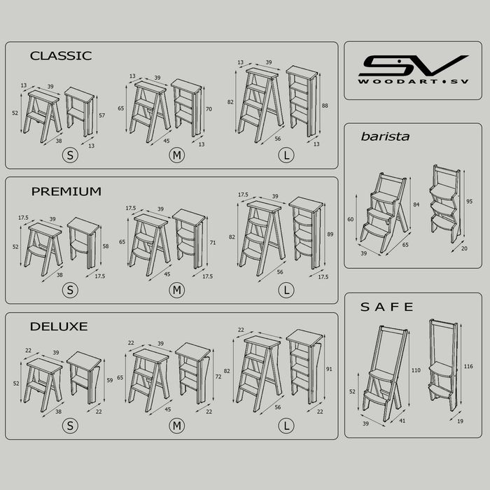 Стремянка табурет из дерева бук Барный стул / Драбина табурет з дерева