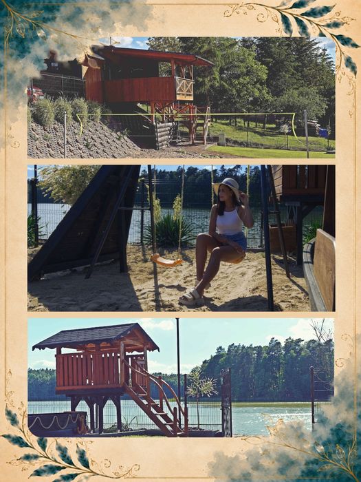Domek nad jeziorem z jacuzzi, sauną i strefą masażu .
