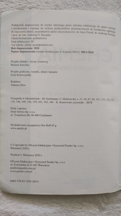Chemia 2 Podręcznik do liceów i techników, zakres podstawowy