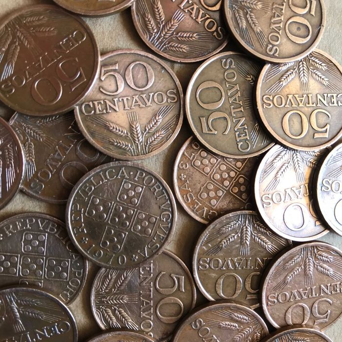 50 centavos, várias datas entre 1970 e 1979