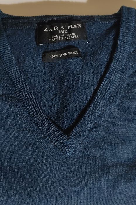 Camisola de Malha 100% Lã Azul turquesa