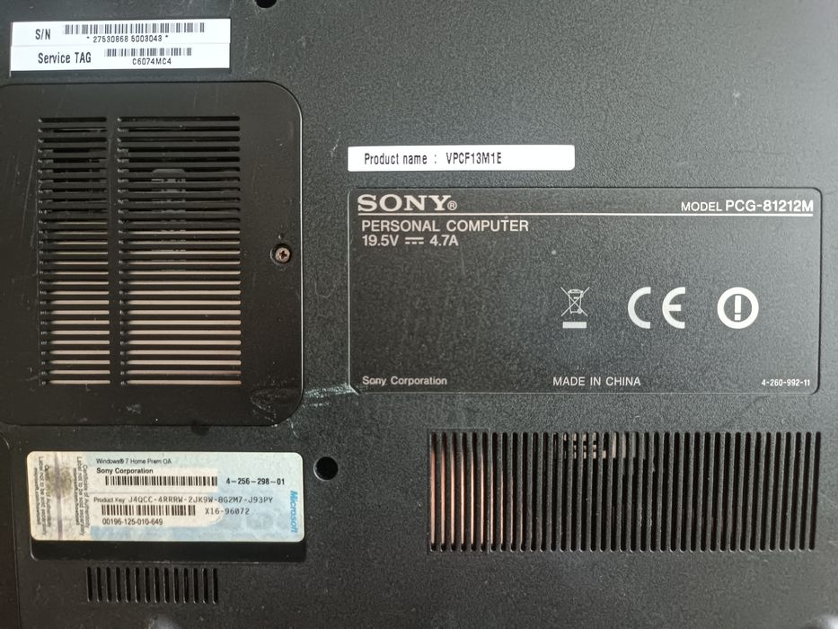 Laptop Sony Vaio 17" model PGC-8121M