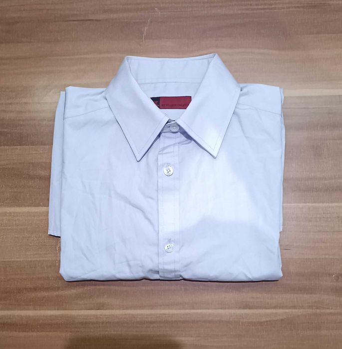 Casualowa koszula męska z długim rękawem M (medium) bawełniana liliowa