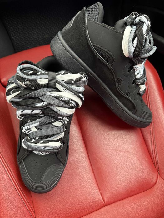 (БЕЗ ПЕРЕДОПЛАТИ)Lanvin Curb Sneaker Black Grey ланвін керб чорно сірі