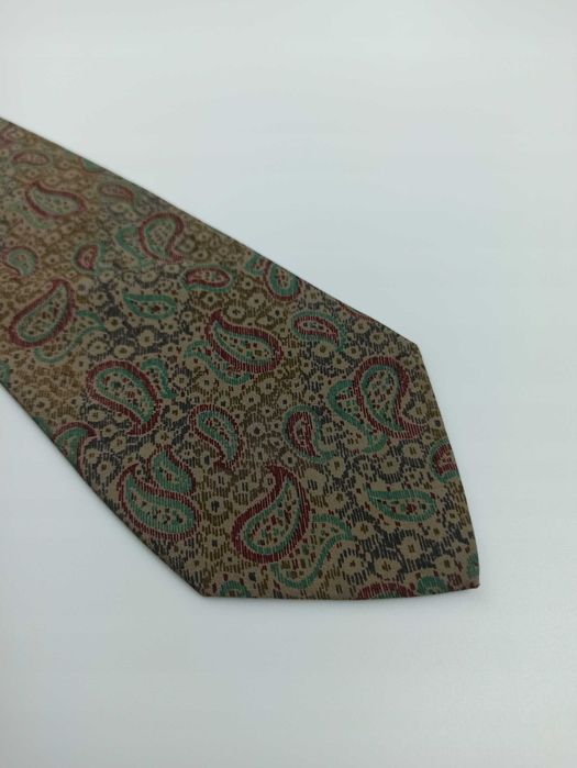 Yves Saint Laurent YSL brązowy krawat paisley ysl33