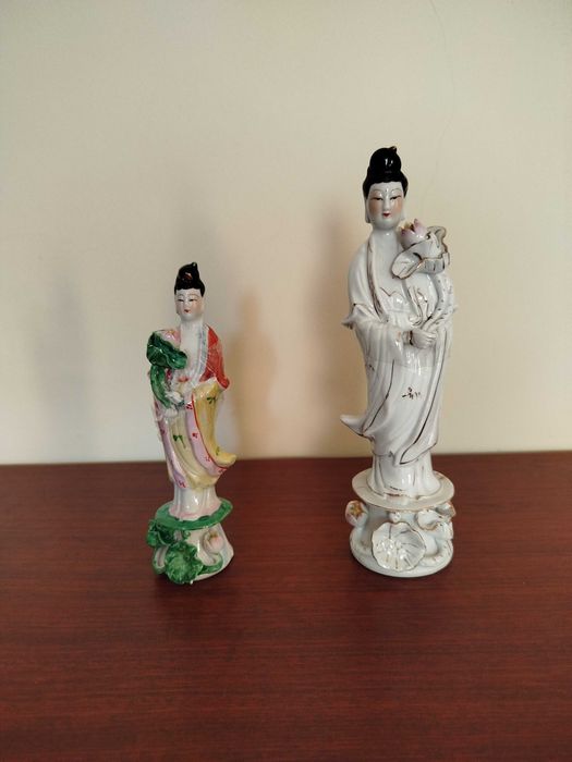 Deusas chinesas da felicidade antigas em porcelana