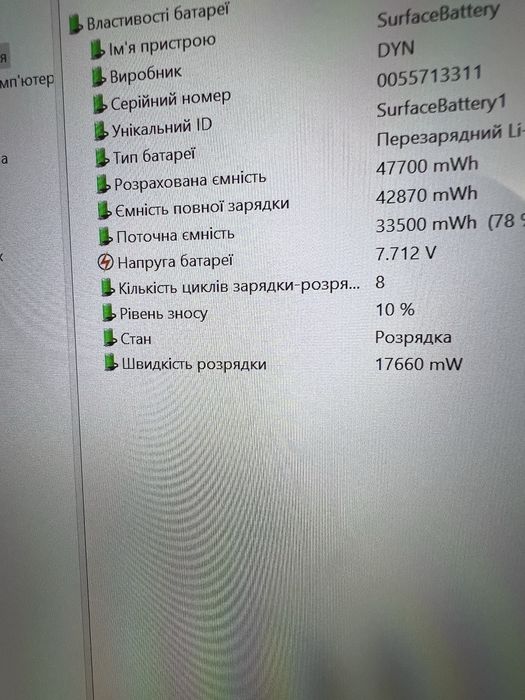 Microsoft Surface Laptop 5, i7-1265u, RAM 16, SSD 512, 2K Touch АКБ 12 циклів