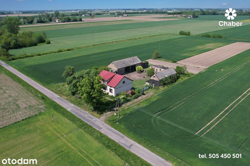 Siedlisko z domem 100 m2, działką 3378 m2 na wsi
