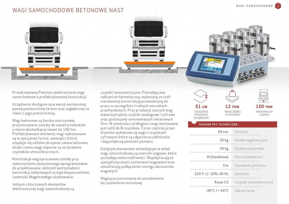 Rolnicza waga samochodowa 18m 60t wszechstronnego zastosowania