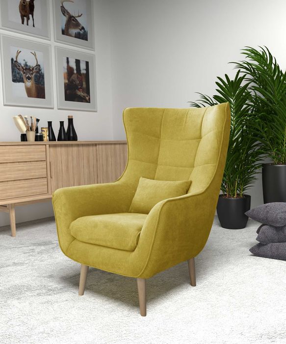 Nowoczesny fotel uszak/Kolory do wyboru/Możliwy podnóżek/DONAT