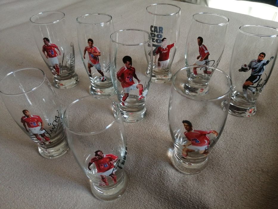 Coleção de 9 copos do Benfica