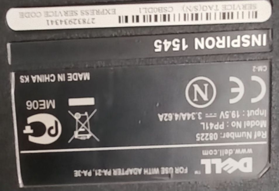 Laptop dell inspiron  1545