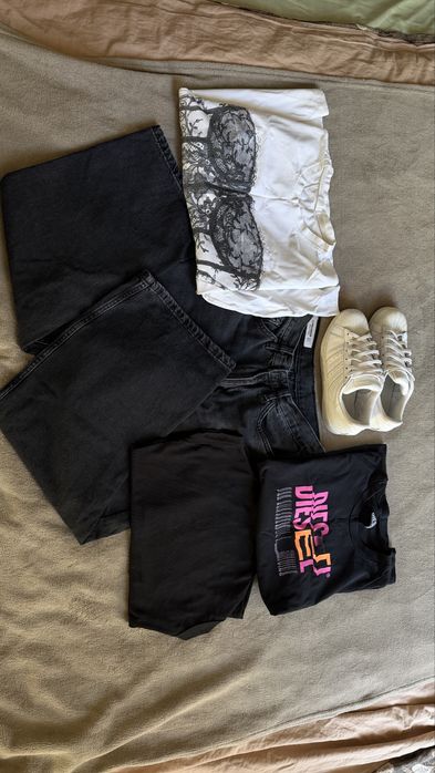 Лот речей Diesel, Adidas, Pull&Bear S–M та кросівки 36