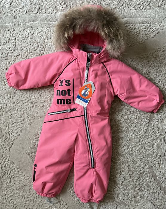 Дитячий зимовий суцільний термо комбінезон на дівчинку 74-80