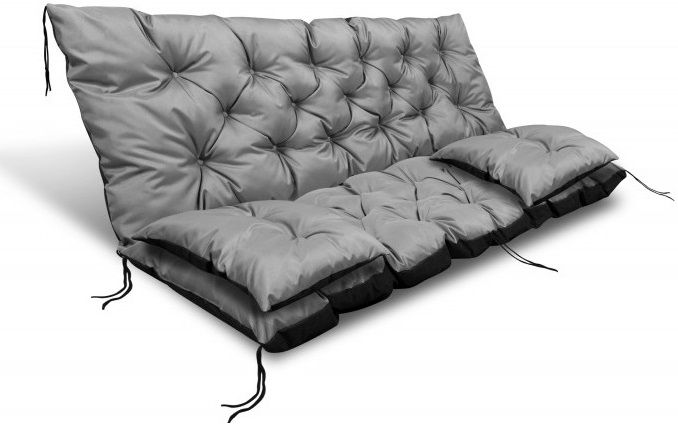 Poduszka ogrodowa 180x60x50 cm + 2 poduszki na ławkę huśtawkę szara