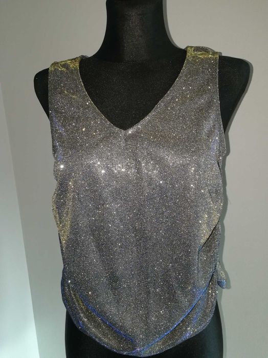 Top/bluzka połyskująca szara