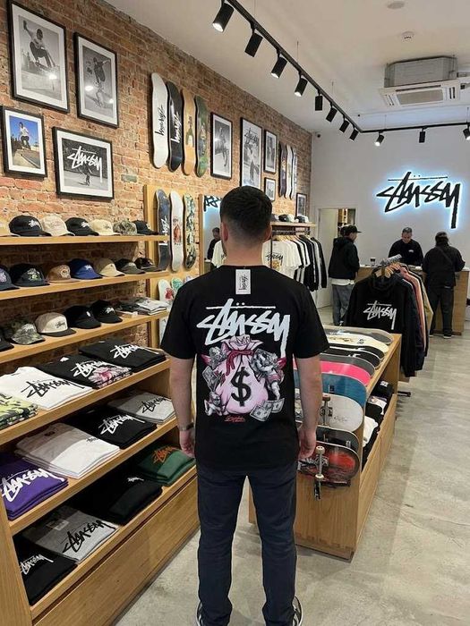 Футболка Новая Stussy Money Angel — Большой Принт Стусси — XS S M L XL