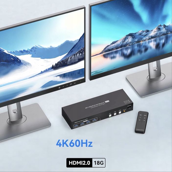 KVM switch 3PC 2 monitory HDMI 4K 60Hz 2K120Hz